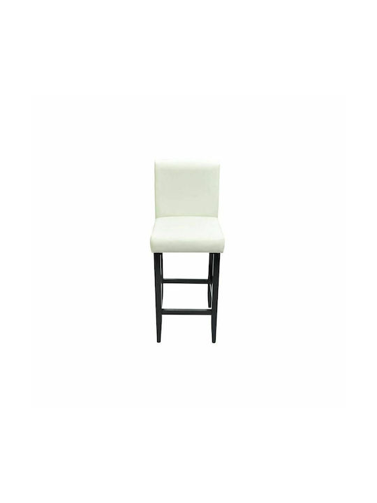 Stool Bar with Backrest Upholstered with Leatherette White 2pcs 41x45x108cm