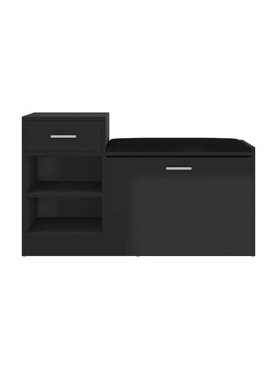 Wooden Shoe Organizer with 4 Shelves Black 94.5x31x57cm