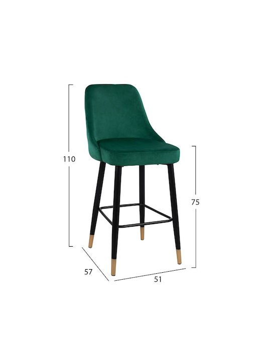 Табуретка Бар с гръбнак Облечено с кадифе Paige Cypress 2бр 51x57x110бр