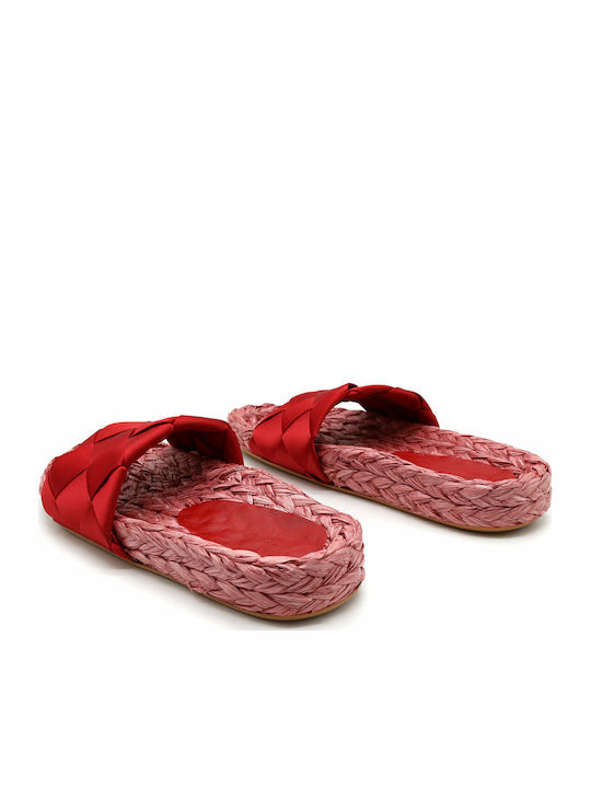 Leder Flache Sandalen für Damen in Rot Farbe