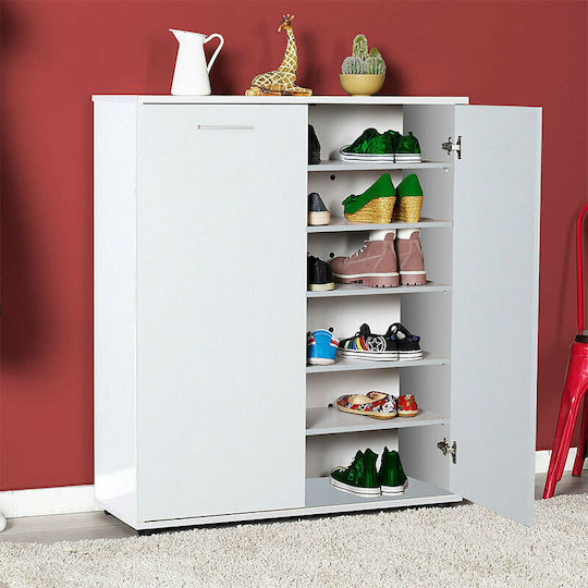 Holz Schuhschrank Ultra mit 6 Regalen Weiß L91xW35xH108cm