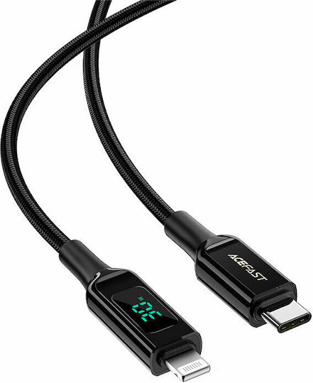 Acefast C6-01 LED / Braided USB-C to Lightning Cable 30W Black 1.2m