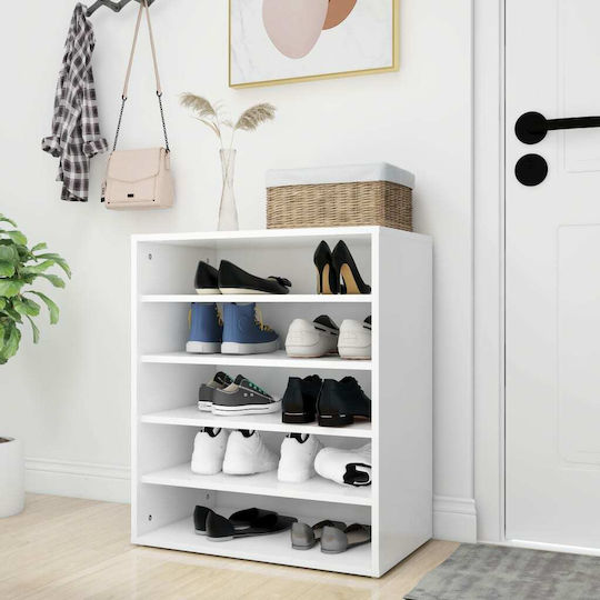 Wooden Shoe Organizer with 5 Shelves White 60x35x70cm