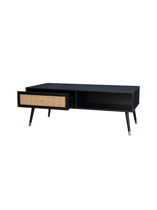 Rectangular Central Coffee Table Vienna Wooden Black M120xL59xH45cm