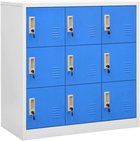Metallic Locker with Locking Capability with 9 Cabinets Light Grey / Blue 90x45x92.5 cm