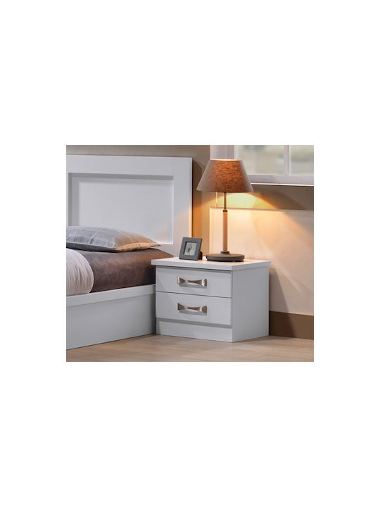 Life Wooden Bedside Table Λευκό 48x40x39cm