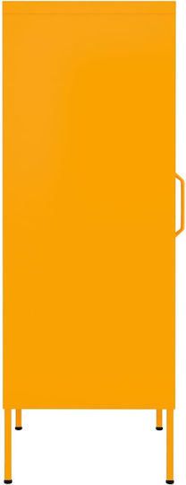 Single Door Wardrobe Metallic with 2 Shelves Mustard 42.5x35x101.5cm