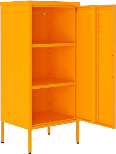 Single Door Wardrobe Metallic with 2 Shelves Mustard 42.5x35x101.5cm
