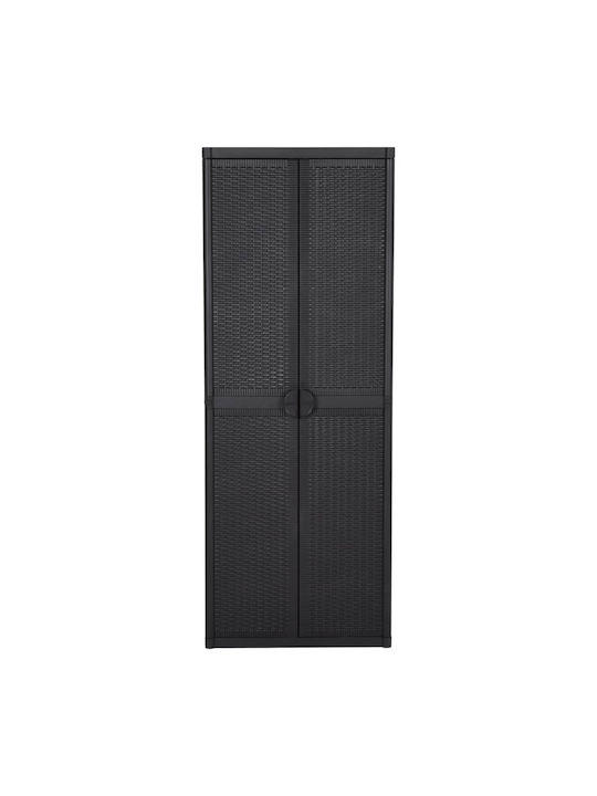 Doppelflügeliger Außenschrank aus Polypropylen mit 4 Regalen Schwarz 65x45x172cm