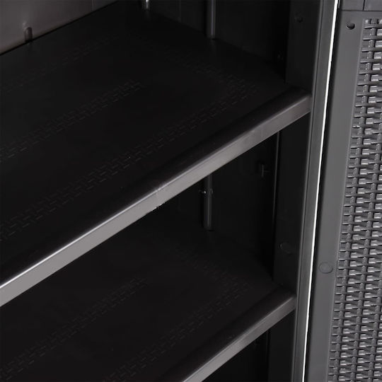 Doppelflügeliger Außenschrank aus Polypropylen mit 4 Regalen Schwarz 65x45x172cm