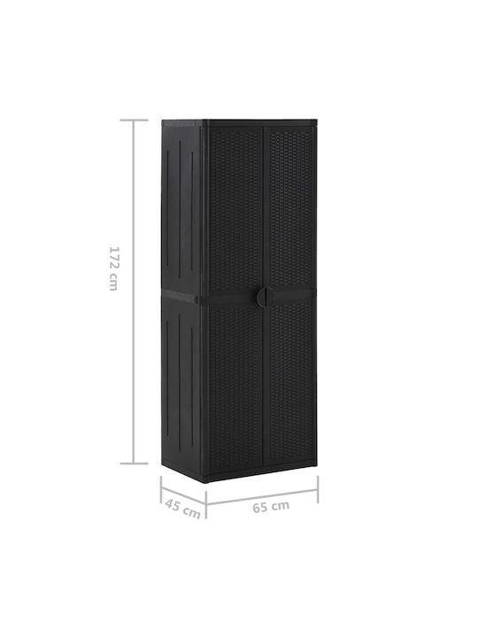 Doppelflügeliger Außenschrank aus Polypropylen mit 4 Regalen Schwarz 65x45x172cm