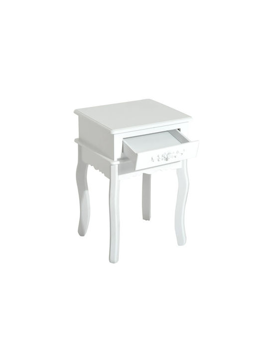 Wooden Bedside Table White 40x35x60cm