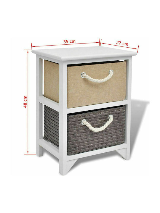 Κομοδίνα από Μασίφ Ξύλο Πολύχρωμα 2τμχ 35x27x48cm
