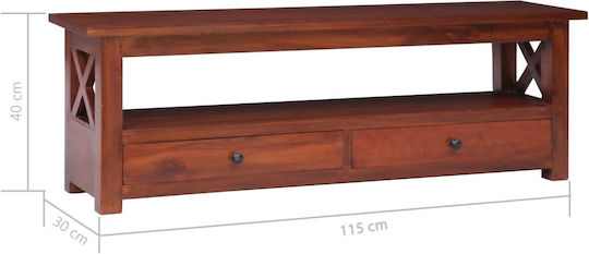 TV Stand from Solid Wood Mahogany L115xW30xH40cm