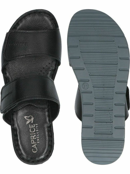 Leather Women's Flat Sandals Anatomic in Black Color