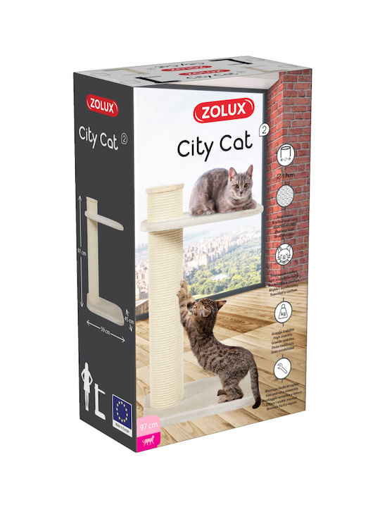 Zolux City Cat 2 Stâlp pentru zgâriat pisici Copaci pentru pisici Bej 2 niveluri 59x45x97cm