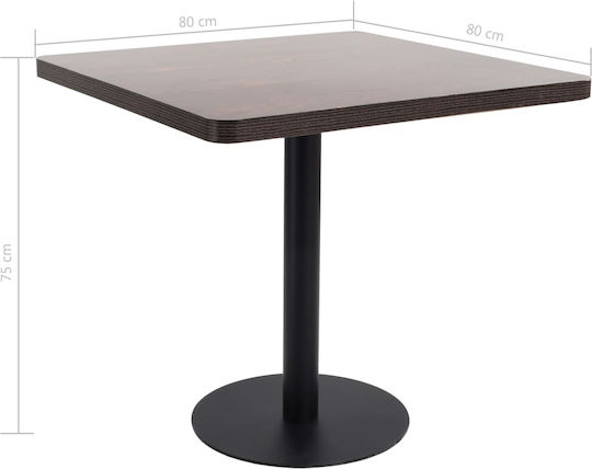 Bistro Square Tavern Table Wooden with Metal Frame Dark Brown 80x80x75cm