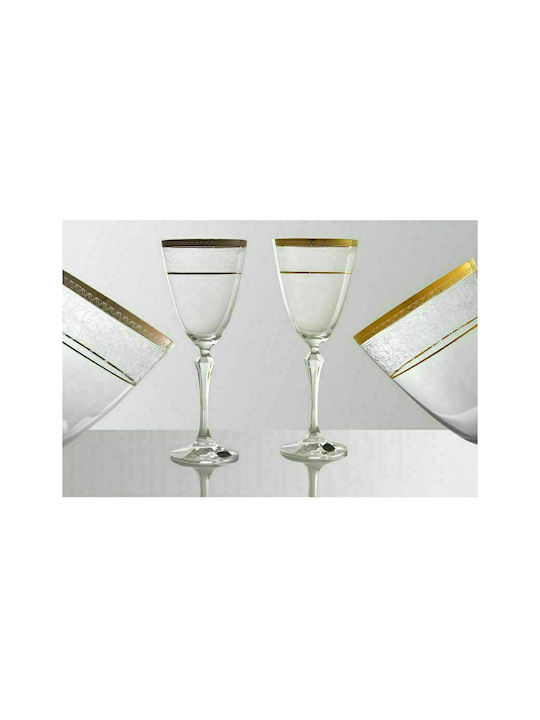 Bohemia Elisabeth Set of Glasses Liqueur/Ouzo made of Crystal in Gold Color Stemmed 70ml 6pcs