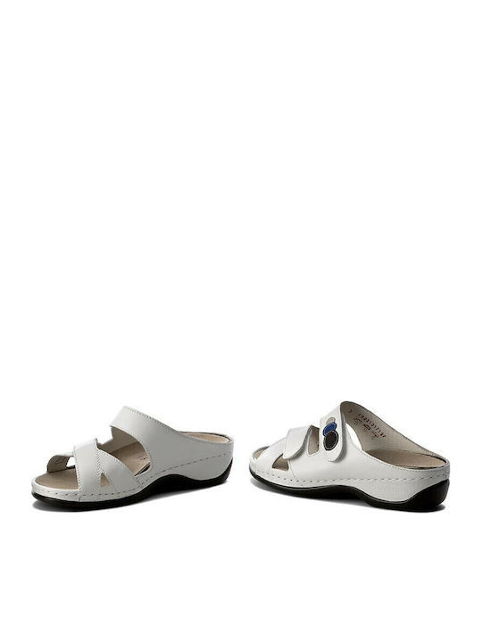 Felia Leather Women's Flat Sandals Anatomic in White Color