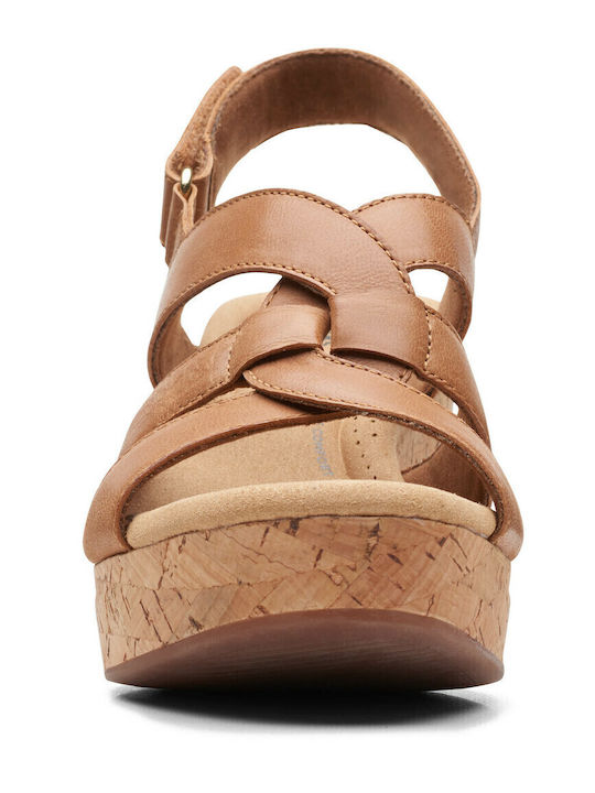 Giselle Beach Wedges Δερμάτινα Πέδιλα Ανατομικά Tan