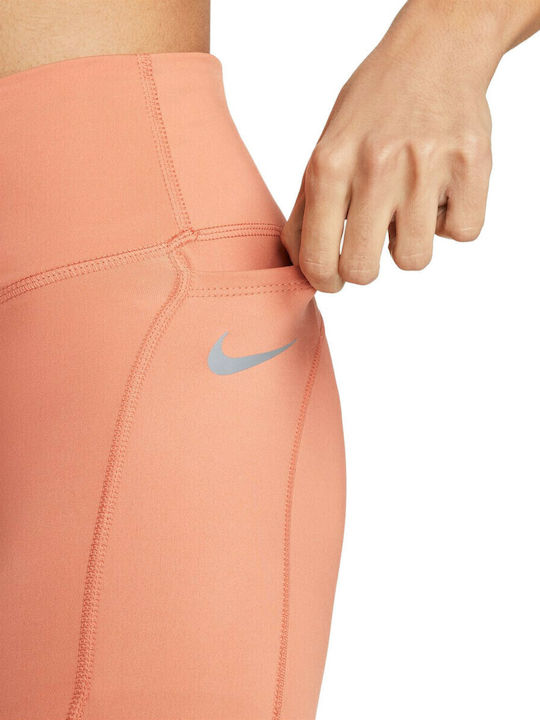 Dri-Fit Epic Running Γυναικείο Μακρύ Κολάν Ψηλόμεσο Madder Root / Reflective Silver