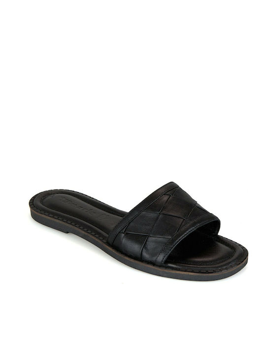 Leather Women's Flat Sandals Anatomic in Black Color