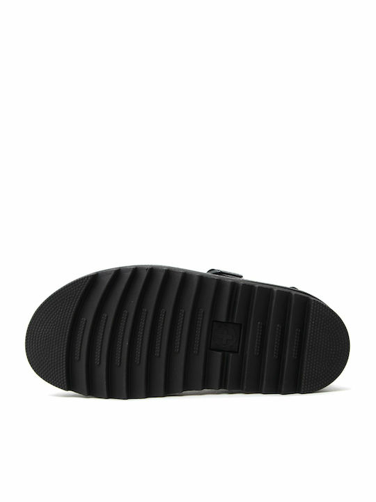 Voss Quad Δερμάτινα Γυναικεία Σανδάλια Flatforms Μαύρα