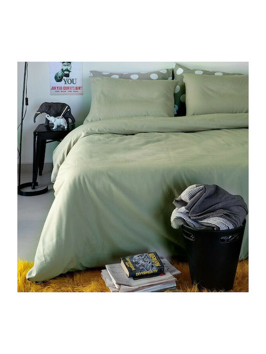 Melinen Sheet Semi Double with Elastic 120x200+30cm. Urban Olive