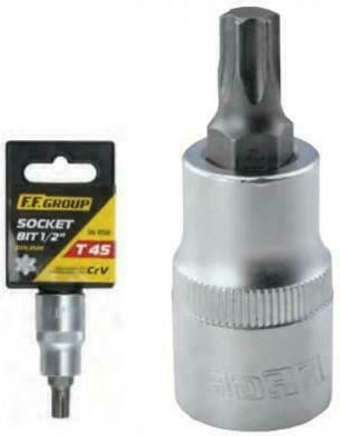 F.F. Group Bit-Stecknuss mit Torx-Bit und Antriebsvierkant 1/2'' Größe T60 1Stück