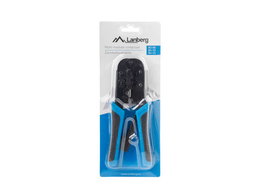Lanberg Ethernet Internet Cable Crimping Plier RJ12, RJ11, RJ45 with Cable Cutter, Ratchet Mechanism and Insulation (Length 180mm)