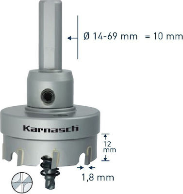 Karnasch Hole Saw Set Carbide with Diameter 35mm for Metal and Plastic με Οδηγό