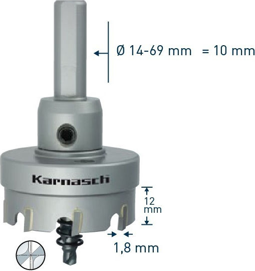 Karnasch Hole Saw Set Carbide with Diameter 28mm for Metal and Plastic με Οδηγό