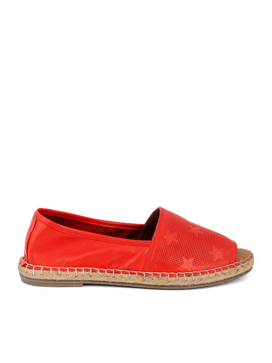 Women's Leather Espadrilles Red 98148 10-002