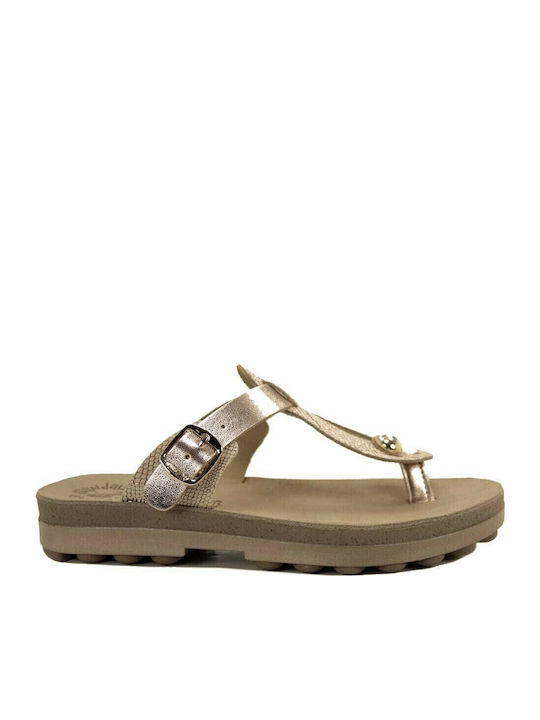 Mirabella Leather Women's Flat Sandals Anatomic Rosegold Lizard