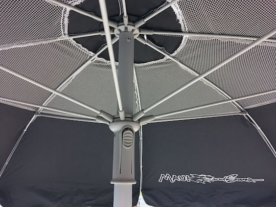 Maui & Sons Folding Aluminum Beach Umbrella Diameter 1.9m with UV Protection and Air Duct Mykonos Blue