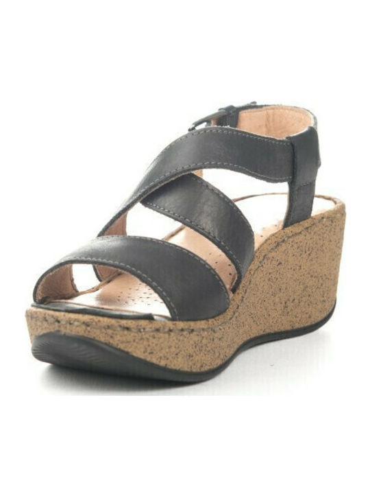 A800-36 Anatomic Women's Leather Platform Shoes Black