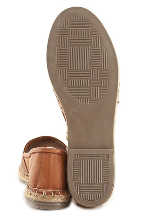 Women's Leather Espadrilles Tabac Brown 98148 10-019