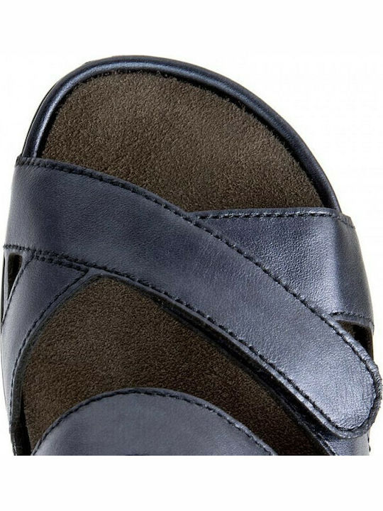Felia Leather Women's Flat Sandals Anatomic in Blue Color
