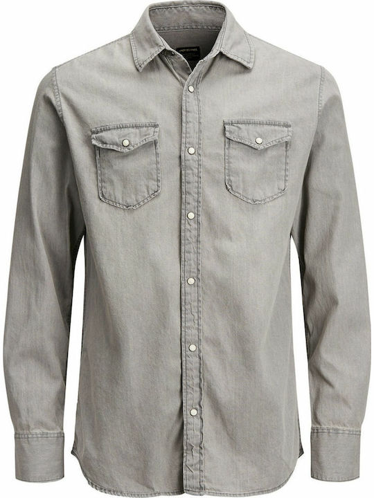 Long-sleeved Denim Shirt Light Grey