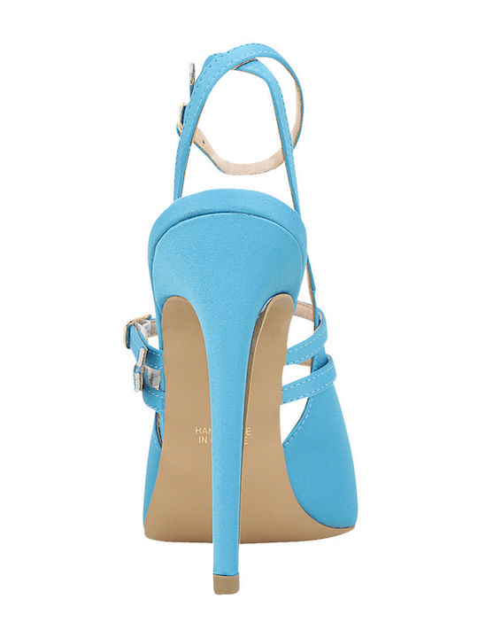 Pumps mit Stiletto-Absatz & Riemchen Blau