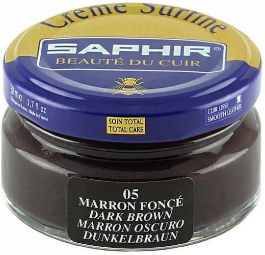 Saphir Creme Surfine Vopsea pentru Încălțăminte din piele Maro închis 50ml