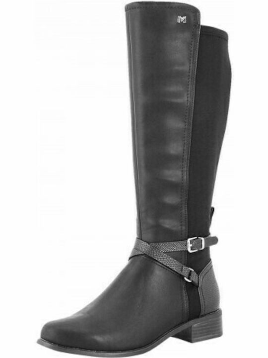 Maria Mare Leder Damenstiefel mit Gummizug Schwarz