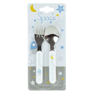 Ango Baby Set with Fork Space made of Plastic Grey-Blue 2pcs