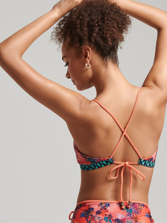 Superdry Triangle Bikini Top with Adjustable Straps Orange Floral