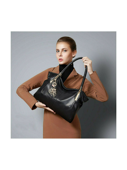 Leather Women's Bag Shopper Shoulder Black