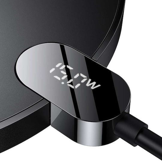 Baseus Ασύρματος Φορτιστής (Qi Pad) 15W Μαύρος (Inductive Digital LED)