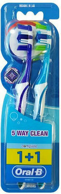 Oral-B Complete 5 Way Clean 40 1+1 Manual Toothbrush Medium Blue - Blue - Blue 2pcs