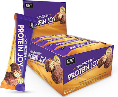 QNT Protein Joy Batoane cu 36% Proteină & Aromă Cookie Caramel Dough - Aluat de caramel cu biscuiți 12x60gr