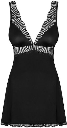 Obsessive Klarita Sexy Σετ με Ρόμπα Babydoll & Thong Plus Size Black
