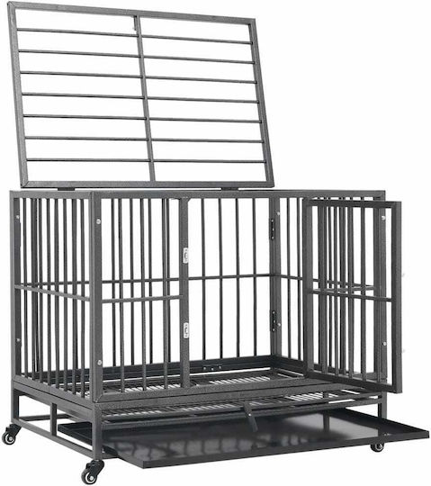 vidaXL Συρμάτινο Κλουβί Σκύλου Μαύρο 102x72x85cm